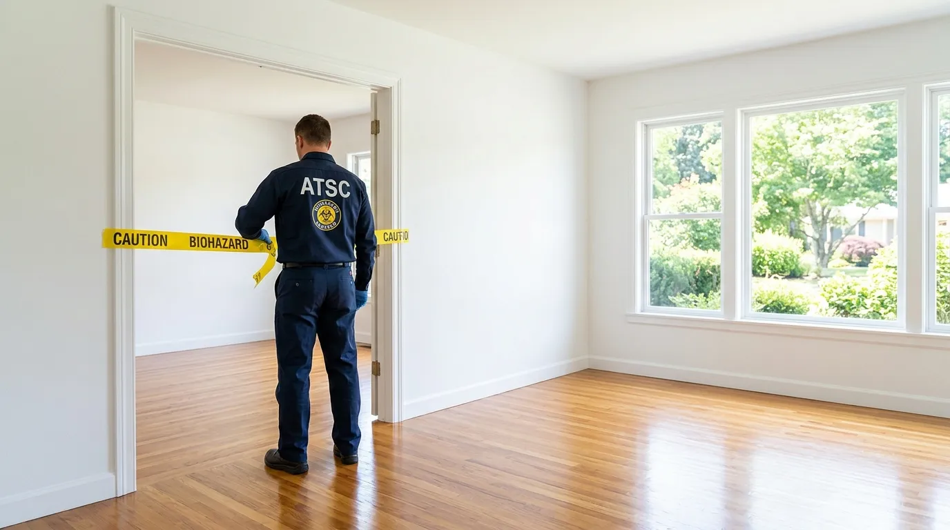 Certified biohazard cleanup crew performing Decomposition Cleanup in Clay
